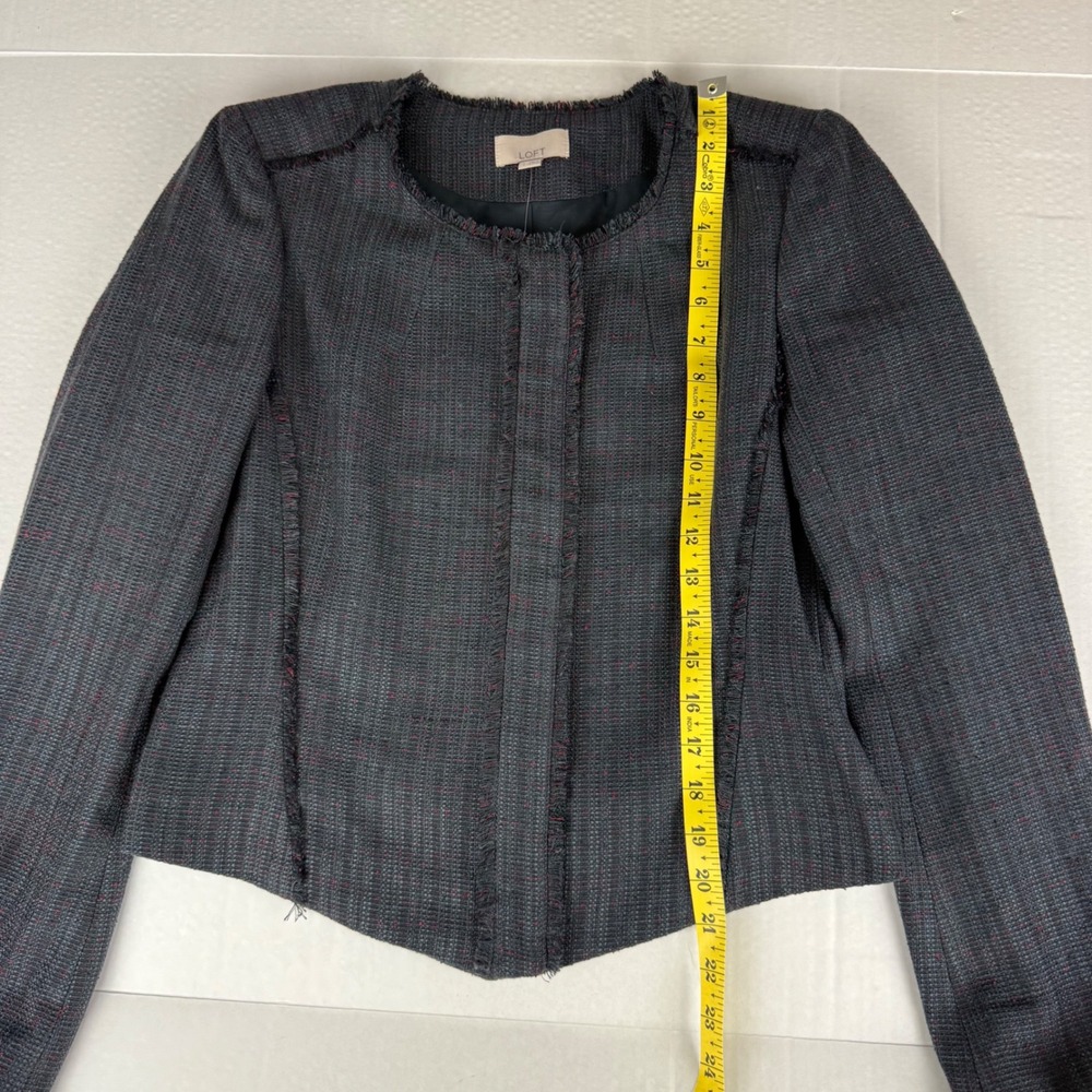 Ann Taylor LOFT Women's‎ Tweed Blazer Jacket Black Gray Size 2 Frayed Collar NEW - Picture 9 of 9